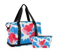 Bolsa de deporte de teñido anudado azul y rojo con correa ajustable para deportes de gran capacidad, Tinte azul y rojo, 1 size