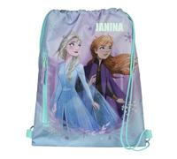 Bolsa de deporte Frozen para niñas con nombre, personalizada con Elsa y Anna en azul, mochila infantil, incluye impresión de nombre, Turquesa