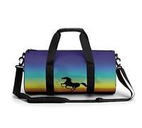 Bolsa De Deporte Gimnasio Caballo Negro Corriendo Bolsa De Viaje Bolsa Deportiva Duffel Bag Bolsa De Natación para Hombre Mujer 45x23x23cm