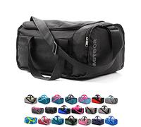 Bolsa de Deporte Gimnasio Fitness Viaje Vacaciones Deportiva - Bolso Universal con Bandolera - Bolsa plegada Ideal para jóvenes y Adultos, Hombre y Mujer 20L y 40L (Negro2, 20 L)