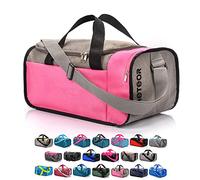 Bolsa de Deporte Gimnasio Fitness Viaje Vacaciones Deportiva - Bolso Universal con Bandolera - Bolsa plegada Ideal para jóvenes y Adultos, Hombre y Mujer 20L y 40L (Gris/Rosa, 20 L)