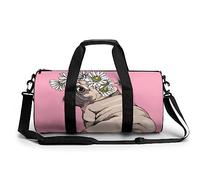 Bolsa De Deporte Gimnasio Flor Perro Pug Bolsa De Viaje Bolsa Deportiva Duffel Bag Bolsa De Natación para Hombre Mujer 45x23x23cm