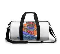 Bolsa De Deporte Gimnasio Perro Pug Surfing Bolsa De Viaje Bolsa Deportiva Duffel Bag Bolsa De Natación para Hombre Mujer 45x23x23cm