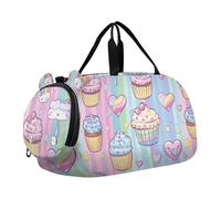 Bolsa de deporte ligera con diseño de dibujos animados pastel con rayas arcoíris y compartimento para zapatos, para viajes, deportes, fitness y entrenamiento