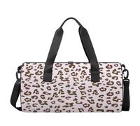 Bolsa de deporte ligera con estampado de leopardo rosa, bolsa de viaje para hombres y mujeres (estampado de piel de animal), Rosado (Leopard print), 17.6(L) x 9(W) x 9(H) inch