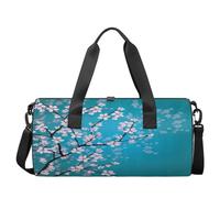 Bolsa de deporte ligera para gimnasio, bolsa de viaje para hombre y mujer, diseño de flores de ciruelo chino, color azul, Flor de ciruela china, 17.6(L) x 9(W) x 9(H) inch