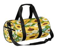 Bolsa de deporte ligera para gimnasio, bolsa de viaje para hombres y mujeres (flor de mariquita), Girasol con margaritas florales, 17.6(L) x 9(W) x 9(H) inch