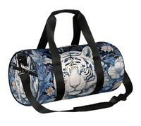 Bolsa de deporte ligera para gimnasio, con diseño de flores de tigre blanco, bolsa de viaje para hombres y mujeres (tigre animal), Flores de tigre blanco, 17.6(L) x 9(W) x 9(H) inch