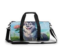 Bolsa De Deporte Lindo Perro Husky con Flor De Bolsa De Viaje Duffel Bolsa Redonda Gimnasio Bolsa Fitness
