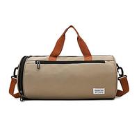 Bolsa de Deporte Moda Bolsa de Deportes Mujer Moda Color sólido Bolsas Viaje Gran Capacidad Oxford Paño Impermeable Gimnasios(Khaki)