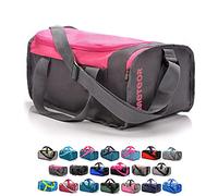 Bolsa de Deporte Gimnasio Fitness Viaje Vacaciones Deportiva - Bolso Universal con Bandolera - Bolsa plegada Ideal para jóvenes y Adultos, Hombre y Mujer 20L y 40L (Rosa/Gris, 20 L)