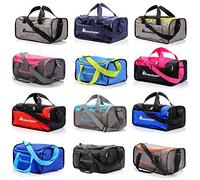 Bolsa de Deporte Gimnasio Fitness Viaje Vacaciones Deportiva - Bolso Universal con Bandolera - Bolsa plegada Ideal para jóvenes y Adultos, Hombre y Mujer 20L y 40L (Azul/Gris, 20 L)