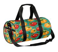 Bolsa de deporte para gimnasio, bolsa de deporte con chile rojo y naranja, bolsa de lona ligera para el hombro, bolsa de viaje para hombres y mujeres (pimiento dulce), Chile rojo y naranja, 17.6(L) x