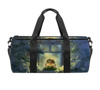 Bolsa de deporte para gimnasio con diseño de ardilla, para niño mirando por la ventana a una ardilla, bolsa de viaje para mujeres y hombres, multicolor, 17.7x9x9 inch