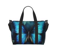 Bolsa de deporte para hombres y mujeres, bolsa de viaje con compartimento para zapatos, bolsas de entrenamiento, Patrón de mariposa azul, Talla única, Bolsa de viaje