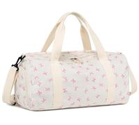 Bolsa de deporte para niños y mujeres con compartimento para zapatos y compartimento húmedo, bolsa de baño, adolescente, bolsa de viaje, bolsa de fitness, Pajarita Rosa 6 Puntos Ondulados, 46 x 22 x