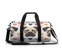 Bolsa De Deporte Patrón De Un Lindo Perro Pug con Corazones Bolsa De Viaje Duffel Bolsa Redonda Gimnasio Bolsa Fitness