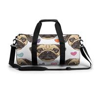 Bolsa De Deporte Patrón De Un Lindo Perro Pug con Corazones Bolsa De Viaje Duffel Bolsa Redonda Gimnasio Bolsa Fitness