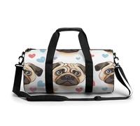 Bolsa De Deporte Patrón De Un Lindo Perro Pug con Corazones Bolsa De Viaje Duffel Bolsa Redonda Gimnasio Bolsa Fitness