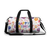 Bolsa De Deporte Patrón Feliz Cumpleaños Bolsa De Viaje Duffel Bolsa Redonda Gimnasio Bolsa Fitness