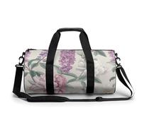 Bolsa De Deporte Peonía Lila Y Flores De Campo En Flor Bolsa De Viaje Duffel Bolsa Redonda Gimnasio Bolsa Fitness