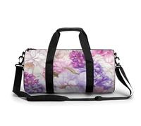 Bolsa De Deporte Peonía Lila Y Flores De Campo En Flor Bolsa De Viaje Duffel Bolsa Redonda Gimnasio Bolsa Fitness