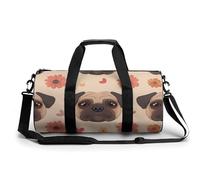 Bolsa De Deporte Perro Pug Y Flores Bolsa De Viaje Duffel Bolsa Redonda Gimnasio Bolsa Fitness