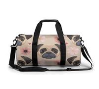 Bolsa De Deporte Perro Pug Y Flores Bolsa De Viaje Duffel Bolsa Redonda Gimnasio Bolsa Fitness