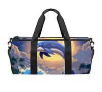 Bolsa de deporte redonda con correa de hombro desmontable, bolsa de entrenamiento de delfines de verano, bolsa de noche para mujeres y hombres, Multicolor 2, Talla única, Equipaje de mano