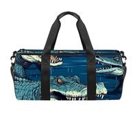Bolsa de deporte redonda con correa de hombro desmontable, cocodrilo R, bolsa de entrenamiento, bolsa de noche para mujeres y hombres, multicolor, Talla única, Equipaje de mano