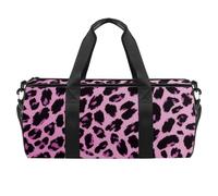 Bolsa de deporte redonda con correa de hombro desmontable, color morado y negro, leopardo, bolsa de entrenamiento, para mujeres y hombres, Multicolor 5, Talla única, Equipaje de mano