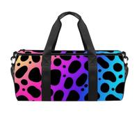 Bolsa de deporte redonda con correa de hombro desmontable, color morado y negro, leopardo, bolsa de entrenamiento, para mujeres y hombres, Multicolor 4, Talla única, Equipaje de mano