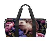 Bolsa de deporte redonda con correa de hombro desmontable, diseño de erizo, flores rosas, bolsa de entrenamiento, para mujeres y hombres, multicolor, Talla única, Equipaje de mano
