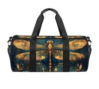 Bolsa de deporte redonda con correa de hombro desmontable, diseño de mariposa azul, flor y luna, bolsa de entrenamiento, para mujeres y hombres, Multicolor 10, Talla única, Equipaje de mano