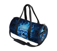 Bolsa de deporte redonda ligera con bolsillo interior, bolsa de gimnasio para hombres y mujeres, bolsa de lona para viajes, deportes, terror, llama de fuego azul
