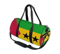 Bolsa de deporte redonda ligera con bolsillo interior, bolsa de gimnasio para hombres y mujeres, bolsa de lona para viajes, deportes, bandera nacional de Santo Tomé y Príncipe