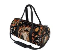 Bolsa de deporte redonda ligera con bolsillo interior, bolsa de gimnasio para hombres y mujeres, bolsa de lona para viajes, deportes, ocultismo, cabra, calavera, sol, luna, gótico