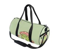 Bolsa de deporte redonda ligera con bolsillo interior, bolsa de gimnasio para hombres y mujeres, bolsa de lona para viajes, deportes, verde salvia, líquido, remolino, rana, hongo, cabaña