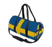 Bolsa de deporte redonda ligera con bolsillo interior, bolsa de gimnasio para hombres y mujeres, bolsa de lona para viajes, deportes, bandera de Suecia