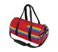 Bolsa de deporte redonda ligera con bolsillo interior, bolsa de gimnasio para hombres y mujeres, bolsa de lona para viajes, deportes, mini divertido Lgbt Gay Pride Dachshund Rainbow Flag Dog
