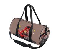 Bolsa de deporte redonda ligera con bolsillo interior, bolsa de gimnasio para hombres y mujeres, bolsa de lona para viajes, deportes, lentes de sol de dinosaurio rojo, T-rex para montar Monster Truck