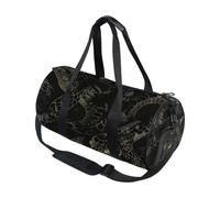 Bolsa de deporte redonda ligera con bolsillo interior, bolsa de gimnasio para hombres y mujeres, bolsa de lona para viajes, deportes, estilo antiguo, estilo lento, cobra, medianoche, negro y dorado