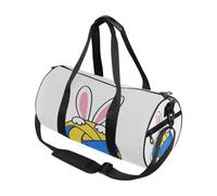 Bolsa de deporte redonda ligera con bolsillo interior, bolsa de gimnasio para hombres y mujeres, bolsa de lona para viajes, deportes, voleibol con orejas, voleibol de Pascua