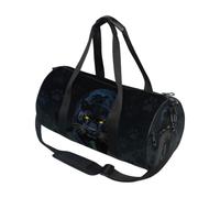 Bolsa de deporte redonda ligera con bolsillo interior, bolsa de gimnasio para hombres y mujeres, bolsa de lona para viajes, deportes, leopardo melanístico caminando hacia Shadow3