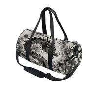 Bolsa de deporte redonda ligera con bolsillo interior, bolsa de gimnasio para hombres y mujeres, bolsa de lona para viajes, deportes, dragón, diseño, arte, abstracto, pintura, animal, grafique, dragón