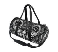 Bolsa de deporte redonda ligera con bolsillo interior, bolsa de gimnasio para hombres y mujeres, bolsa de lona para viajes, deportes, Halloween, gótico, muertes, cabeza, insectos, espeluznante