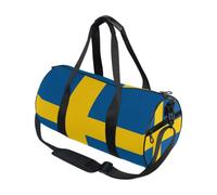 Bolsa de deporte redonda ligera con bolsillo interior, bolsa de gimnasio para hombres y mujeres, bolsa de lona para viajes, deportes, bandera nacional de Suecia