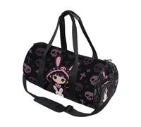 Bolsa de deporte redonda ligera con bolsillo interior, bolsa de gimnasio para hombres y mujeres, bolsa de lona para viajes, deportes, gótico, anime, chica, kawaii, gótico, arte espeluznante japonés