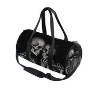 Bolsa de deporte redonda ligera con bolsillo interior, bolsa de gimnasio para hombres y mujeres, bolsa de lona para viajes, deportes, mini día de los muertos, calavera de azúcar, pareja romántica de