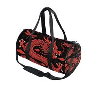Bolsa de deporte redonda ligera con bolsillo interior, bolsa de gimnasio para hombres y mujeres, bolsa de lona para viajes, deportes, japonés, símbolo de dragón, Kanji, arte de tatuaje japonés